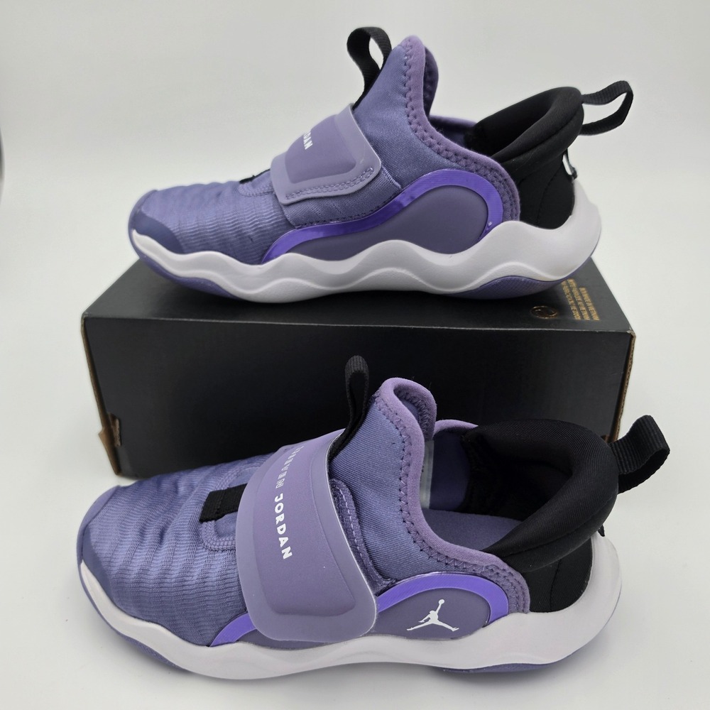 Kids Jordan 23/7 Purple Black White Slip On Athletic Sneakers, NWOB